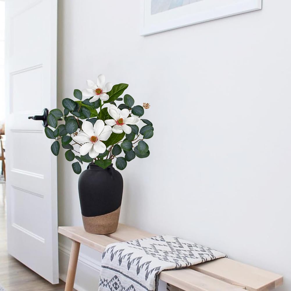 Briful 27in Artificial Eucalyptus Magnolia Greenery Bouquet 1
