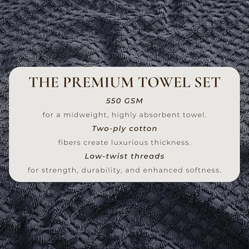 Great Bay Home Navy Bath Towels Set - 6 Piece Stone Blue