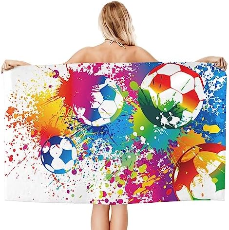 VOOHDDY Colorful Soccer Football Fun Beach Towel