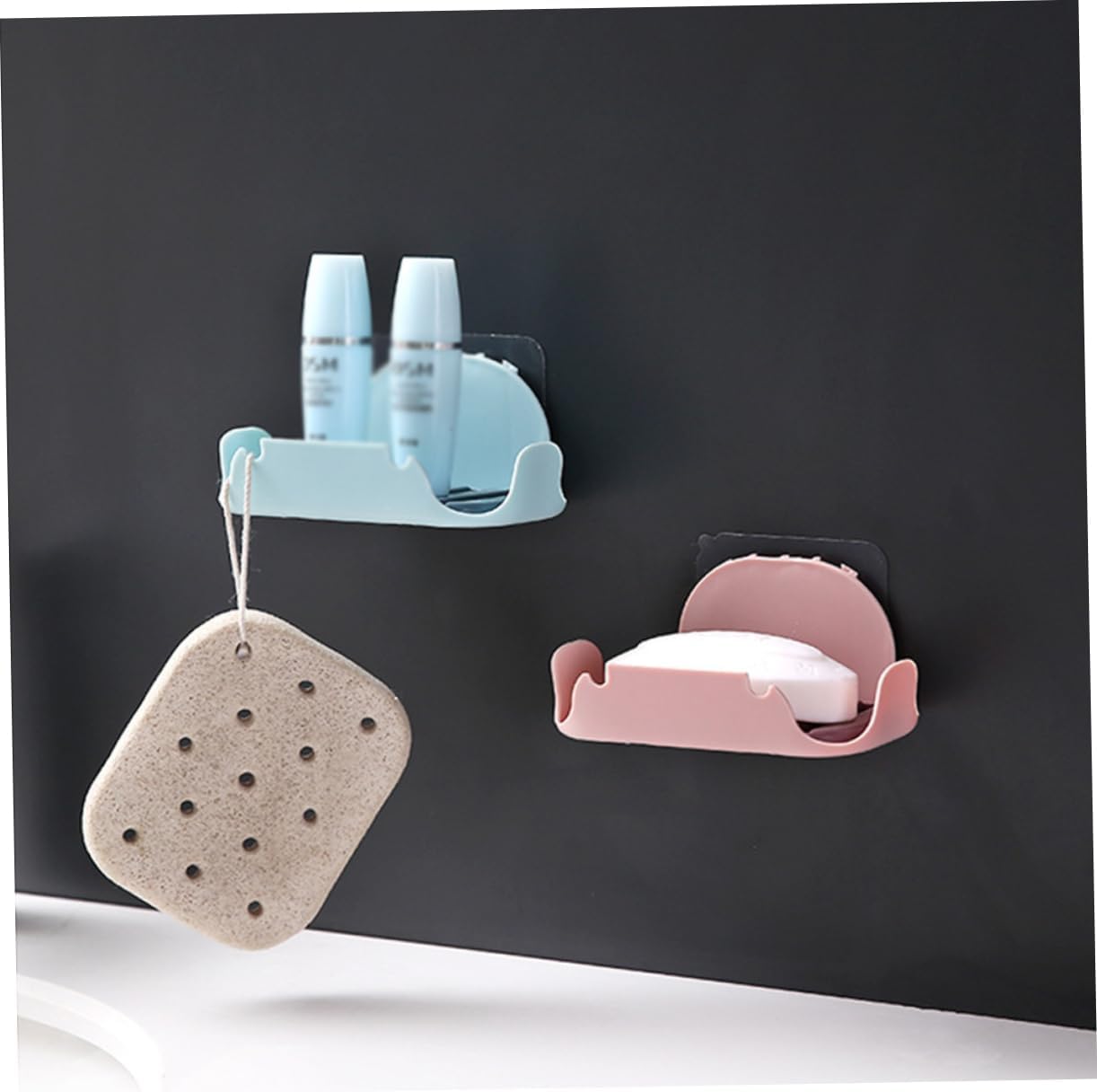 COSMEVIVI 2pcs Double Layer Adhesive Soap Holder