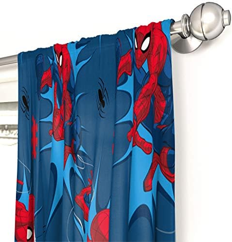 Jay Franco Kids Window Drapes - Spiderman Blue 84 Inch Set