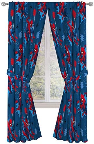 Jay Franco Kids Window Drapes - Spiderman Blue 84 Inch Set