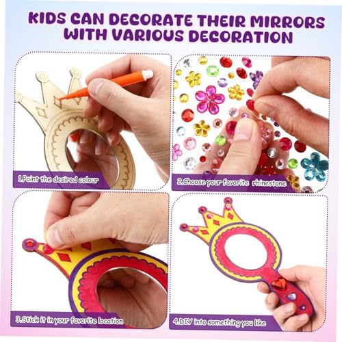 BESPORTBLE Wooden Handmade Mirrors for Boys Girls DIY Craft Set