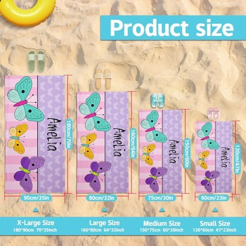 Personalized Beach Towels for Kids with Name Monogram