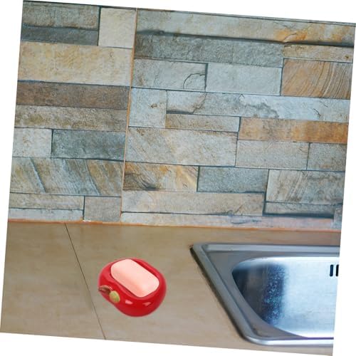 BESTOYARD Ceramic Apple Soap Holder with Drainage Tray