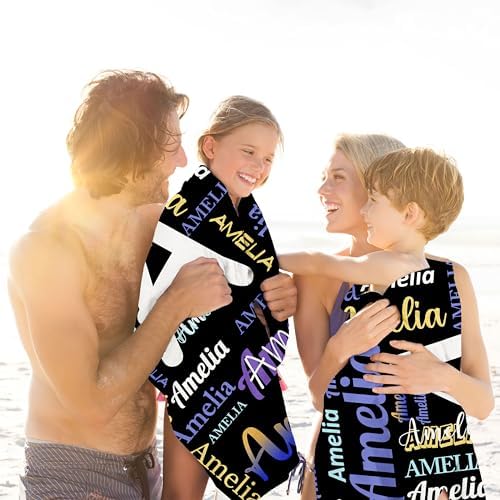 Personalized Beach Towel with Name for Kids Adults