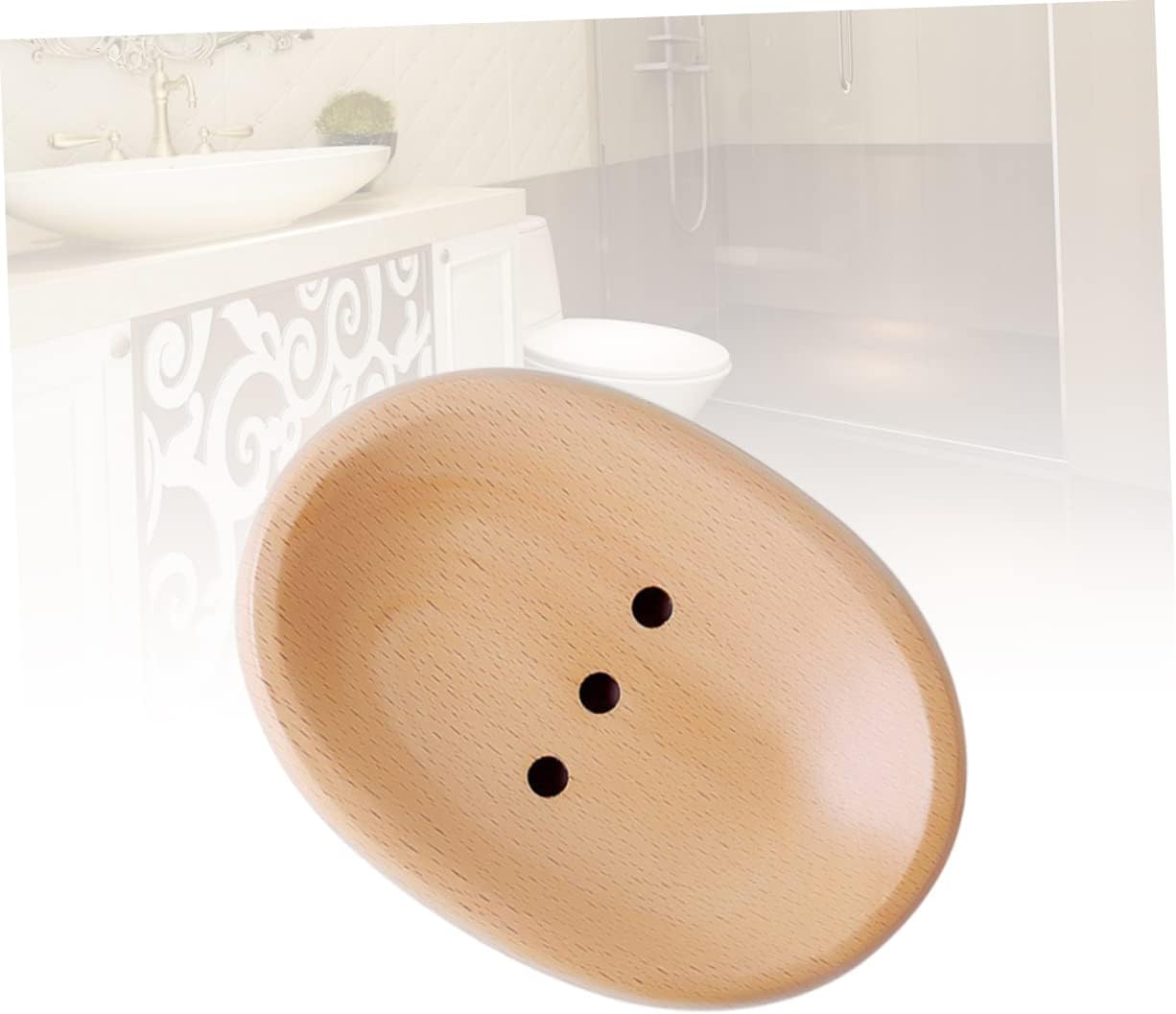 Zerodeko Wooden Soap Dish - Space-Saving Round or Oval Holder