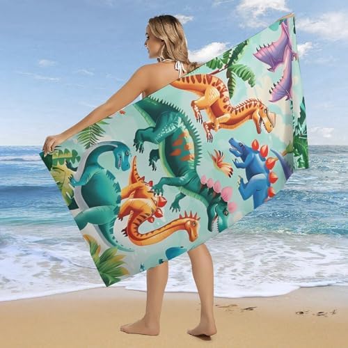 Dinosaur Beach Towel Unique Quick Dry Soft Plush