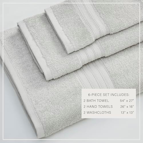 Great Bay Home Light Grey Bath Towel Set 6 Piece 1