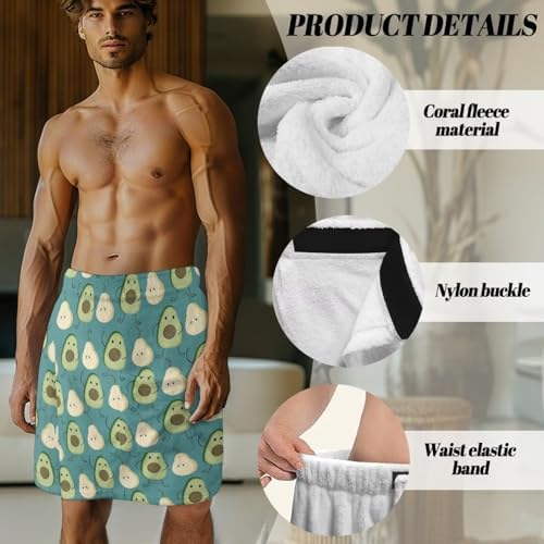 Adjustable Spa Towel Wrap for Men with Hook and Loop