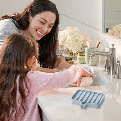 Durable Soap Holder with Drainage and Striped Design