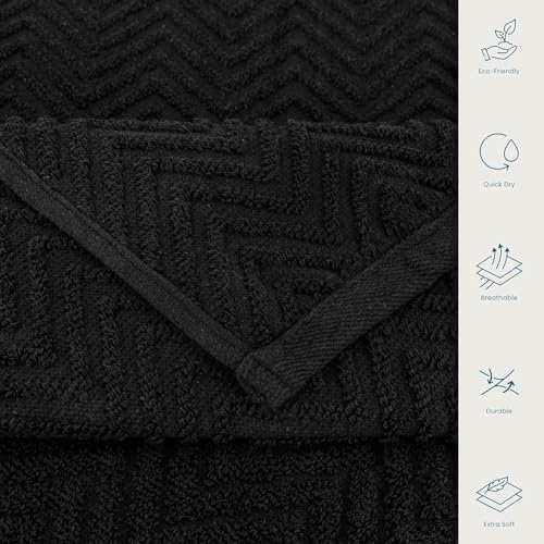 CASA COPENHAGEN 6-Piece Wave Textured Bath Towel Set - Black 1