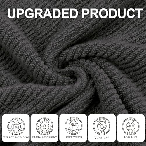 VOOVA MOVAS Dark Gray Bath Towel Set 4PC