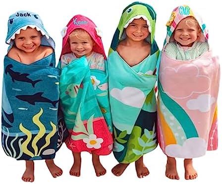 Personalized Kids Hooded Beach Towel with Name Embroidery 1