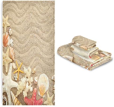 ALAZA Towel Set of 3 Seashells Starfishes