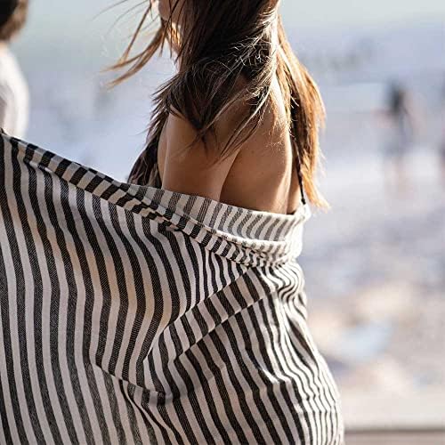 Hencely Striped Turkish Beach Towel 37x71 Navy Blue