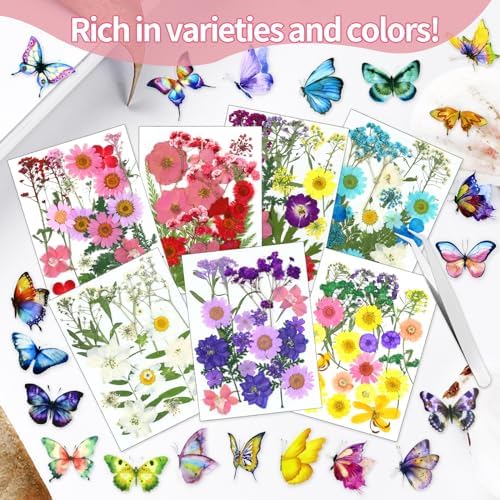 190 Pcs Dried Pressed Flowers for Resin Crafts 1