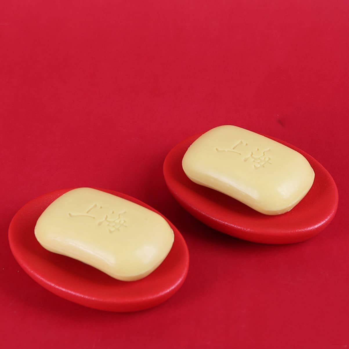 HOLIDYOYO Ceramic Soap Box Red Soap Dish Elegant Bathroom Holder