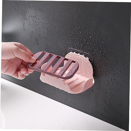 2pcs Red Double Layer Soap Dish with Adhesive Suction Wall Mount