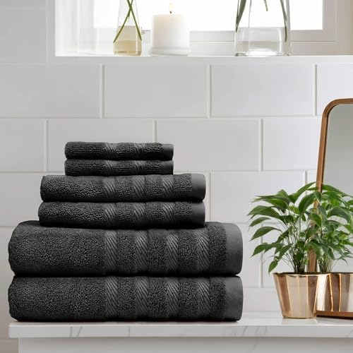 Hearth Harbor 6 Piece Bath Towel Set - 100 Ring Spun Cotton