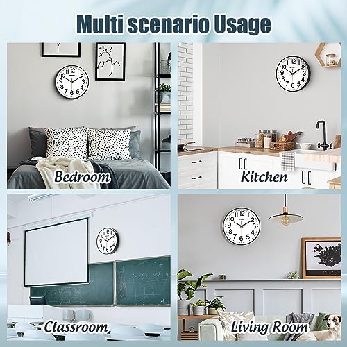 QPEUIM 10-Inch Battery Operated Wall Clock with 3D Dial