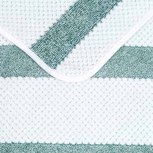 JML Plush Bath Towels 2 Pack 30x60 Waffle Stripe Green