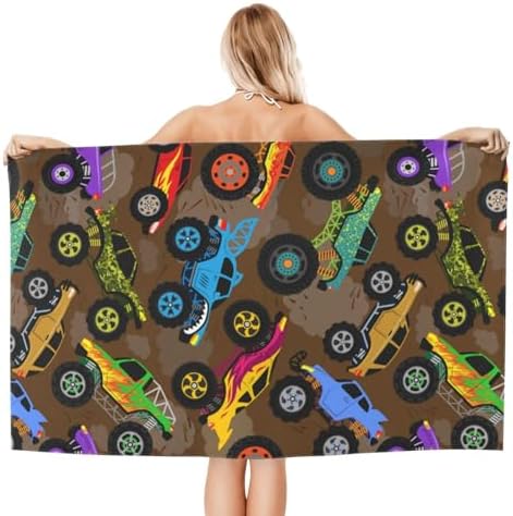 HKHEHOP Monster Vintage Truck Cartoon Beach Towel