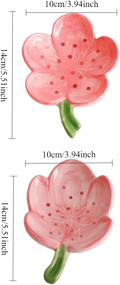 Flower Ceramic Soap Holder Self Draining Tulip Red