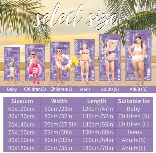 Custom Kids Adults Beach Towel with Name