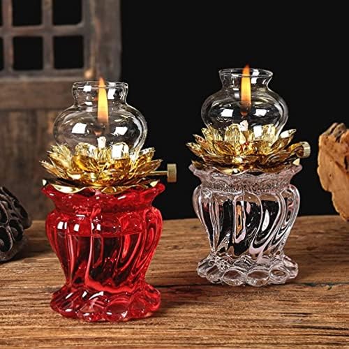 Crystal Glass Lotus Oil Lamp for Buddhist Altar 1
