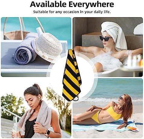 Yellow Black Stripe Beach Towel for Adults Kids