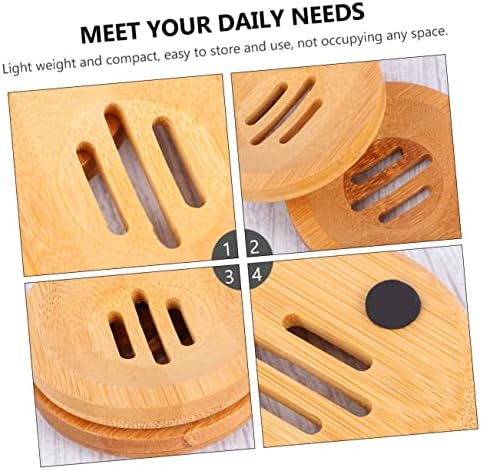 IMIKEYA 3pcs Round Bamboo Soap Dish Holder for Bathroom Kitchen
