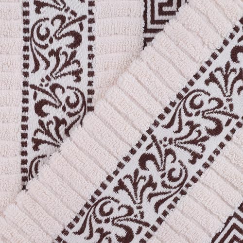 Superior 4-Piece Bath Towel Set with Greek Floral Design