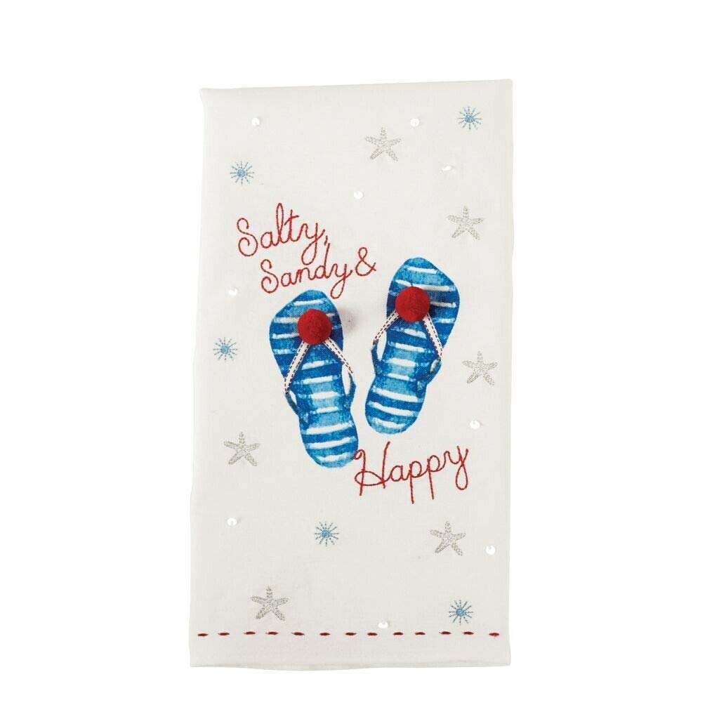 Mud Pie Embroidered Sequin Beach Towel
