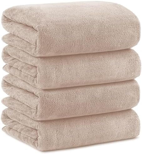 Orighty Microfiber Bath Towel Set - 4 Pack Soft Absorbent Quick Drying Brown