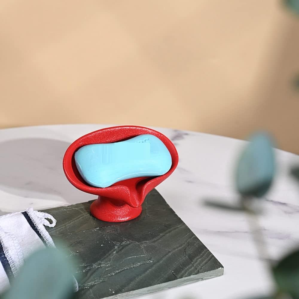CECEKELE Red Ceramic Soap Dish Holder