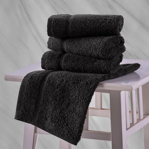 Hawmam Linen 13x13 Inch Black Face Towels - 12 Pack Luxury Washcloths