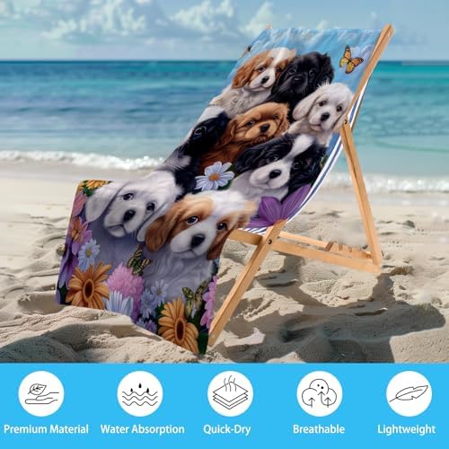 WZOMT Microfiber Beach Towel with Funny Flowers Print
