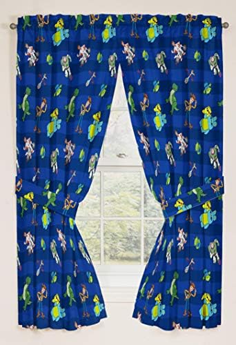 Jay Franco Kids Window Drapes - 4 Piece Blue Toy Story Set
