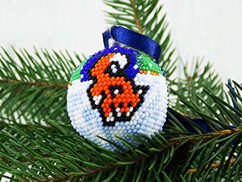 Red Fox Christmas Ornament Blue and White Xmas Tree Decor