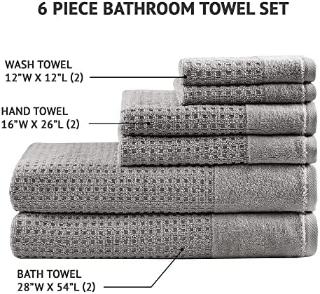 Madison Park Spa Waffle Cotton Towel Set 6 Piece Charcoal