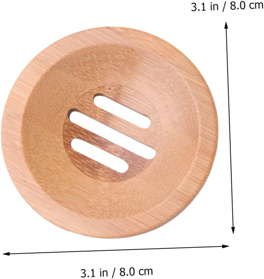 IMIKEYA 3pcs Round Bamboo Soap Dish Holder for Bathroom Kitchen