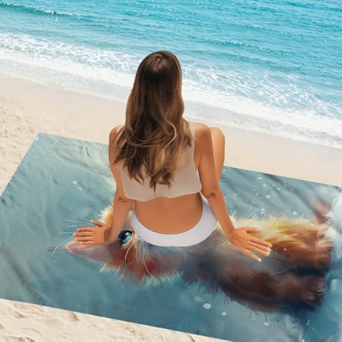 WZOMT Cute Cat Beach Towel - 32x52 Inch Microfiber