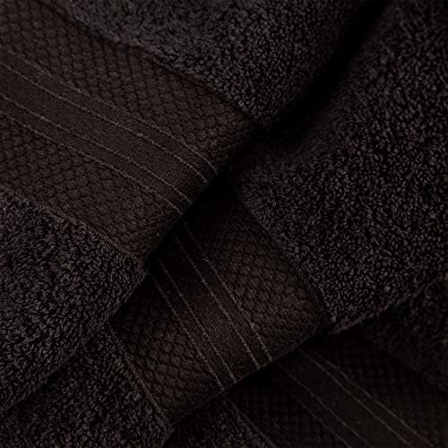 Superior Turkish Cotton 12-Piece Face Towel Set Black