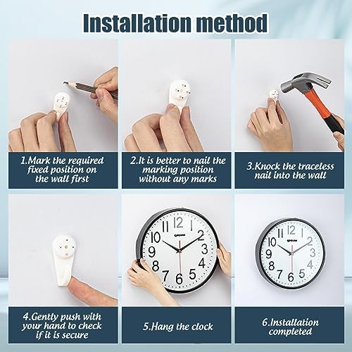 QPEUIM 10-Inch Battery Operated Wall Clock with 3D Dial