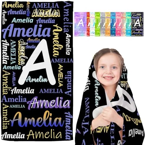 Personalized Beach Towel with Name for Kids Adults