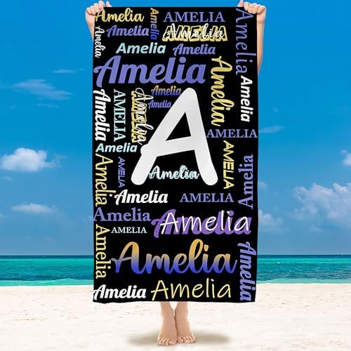 Personalized Beach Towel with Name for Kids Adults