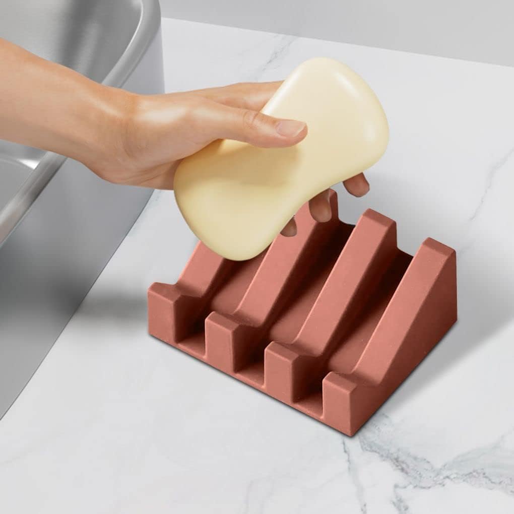 Silicone Soap Dish with Self Draining Waterfall Design