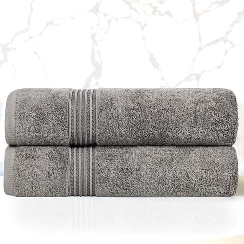 Superior Egyptian Cotton Bath Towel Set Charcoal Set of 2