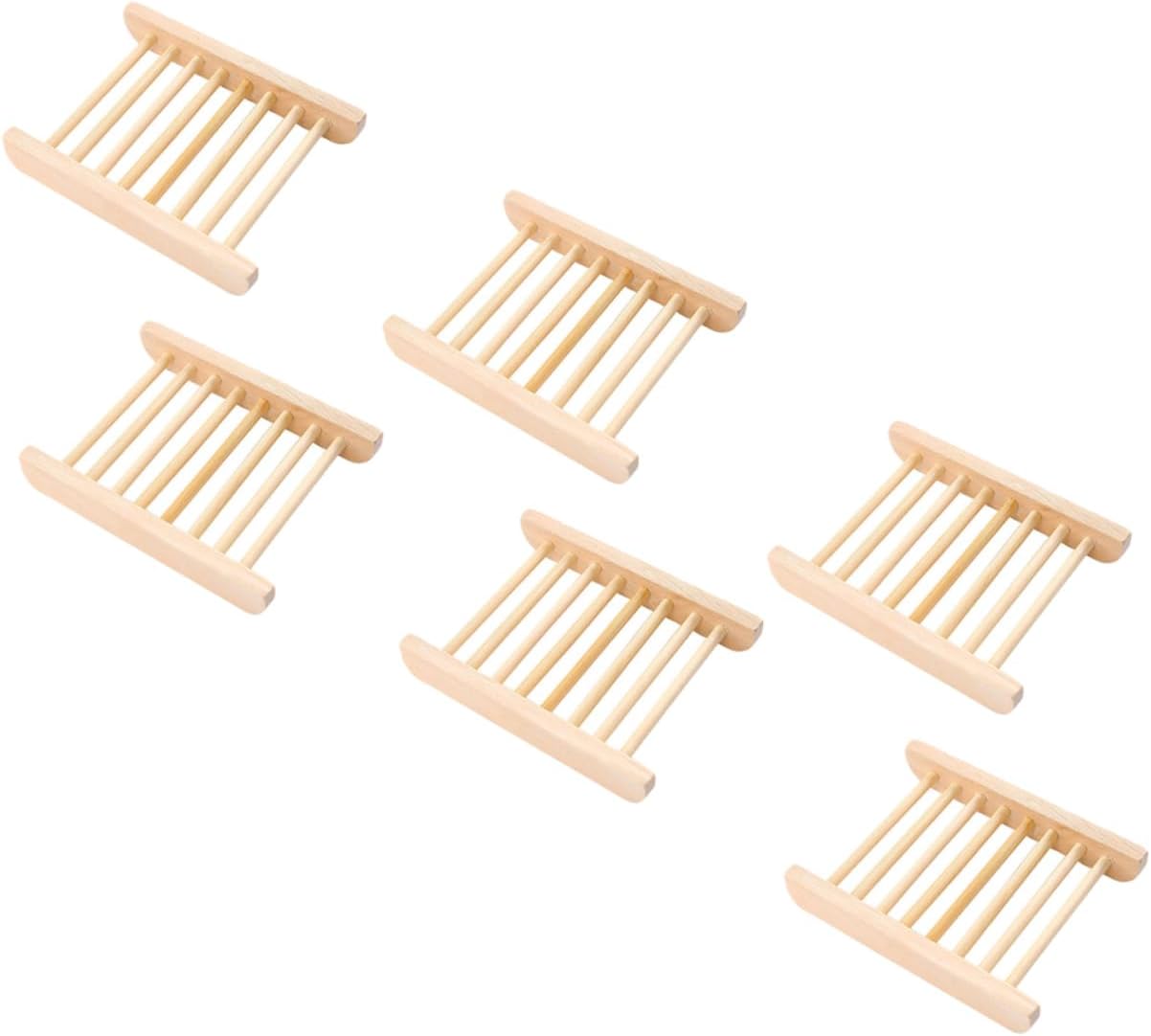 Alipis 6Pcs Wooden Soap Dish Tray Holder for Bathroom Kitchen